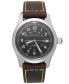 ფოტო #1 პროდუქტის Men's Swiss Automatic Khaki Field Brown Leather Strap Watch 38mm H70455533