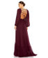 Women's Pleated Cut Out Long Sleeve Lace Up Tiered Gown