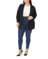 Plus Size Ruched-Sleeve Pocket-Front Ponté Blazer