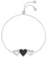 Фото #1 товара Black Spinel & Polished Hearts Chain Link Bolo Bracelet (3/8 ct. t.w.) in Sterling Silver