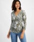 ფოტო #1 პროდუქტის Women's Printed Ribbed Top, Created for Macy's