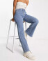 Фото #2 товара Urban Revivo laser print raw edge straight leg jeans in blue