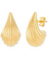 ფოტო #1 პროდუქტის Polished Graduated Shrimp Design Grooved Stud Earrings in 14k Gold