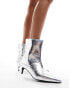 NA-KD low ankle boots in metallic silver Серебристый, 37 - фото #1