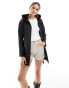 JDY belted raincoat with hood in black