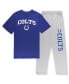 ფოტო #1 პროდუქტის Men's Royal, Heather Gray Indianapolis Colts Big and Tall T-shirt and Pants Sleep Set