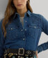 ფოტო #3 პროდუქტის Women's Cotton Denim Embroidered Shirt