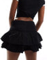 Фото #4 товара Bershka button detail tiered rara skirt in black