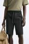 Textured lyocell - cotton bermuda shorts