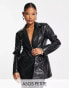 Фото #2 товара ASOS DESIGN Petite fitted leather look blazer in black