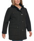 Фото #3 товара Women's Plus Size Drawstring-Hood Snap-Front Anorak Raincoat