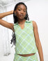 Фото #1 товара Weekday Phoebe co-ord sleeveless polo top in green and blue check pattern