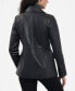 Women's Petite Zip-Pocket Leather Blazer Coat