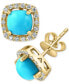 ფოტო #1 პროდუქტის EFFY® Turquoise & Diamond (1/5 ct. t.w.) Stud Earrings in 14k Gold