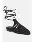 ფოტო #1 პროდუქტის TUTSI Black Handwoven Honeycomb Tie Up Flat Mules