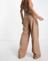 Something New X Naomi Anwer tailored wide leg trouser co-ord in beige Бежевый, 32 - фото #3