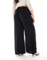 Yours wide leg pull on trousers in black Черный, 48 - фото #3