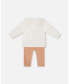 Фото #3 товара Baby Girls Baby Organic Cotton Top And Printed Leggings Set White And Cinnamon