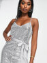 Фото #3 товара Extro & Vert cami wide leg jumpsuit in silver sequin