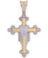 ფოტო #1 პროდუქტის Men's Diamond Pavé Ornate Cross Pendant (1/3 ct. t.w.) in 10k Gold