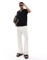 New Look short sleeve ribbed revere knit in black