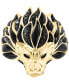 ფოტო #3 პროდუქტის EFFY® Men's Black Spinel & Enamel Lion Ring in 14k Gold-Plated Sterling Silver