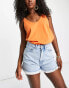 Waven high rise distressed denim shorts with side slit in light blue