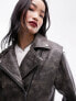 Фото #5 товара Topshop faux leather washed biker jacket in grey