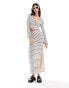 Pimkie maxi skirt co-ord in white and black stripe