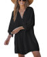 Фото #2 товара Women's V-Neck Button Front Cover-Up Dress