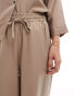 Object soft draw string waist wide leg trouser co-ord in stone Серый, 38 - фото #4