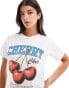 Фото #1 товара Stradivarius cherry detail graphic t-shirt in white