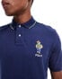 Фото #3 товара Polo Ralph Lauren varsity bear pique polo classic oversized fit in navy