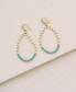ფოტო #3 პროდუქტის Turquoise and Imitation Pearl Beaded Oval Earrings