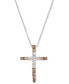 Фото #1 товара Chocolate Ombré Diamond Cross 18" Pendant Necklace (1/2 ct. t.w.) in 14k Gold (Also Available in Rose Gold or White Gold)