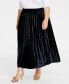 ფოტო #3 პროდუქტის Plus Size Velvet Pleated Midi Skirt, Created for Macy's