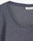 Фото #6 товара Women's Scoop-Neck Metallic-Knit Long-Sleeve Top, Created for Macy's