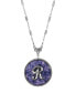 Фото #9 товара 2028 blue Round Pewter Initial Pendant Necklace