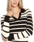 ფოტო #4 პროდუქტის Women's Striped Johnny Collar Sweater