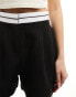 In The Style contrast waistband shorts in black