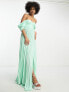 ASOS DESIGN Tall sweetheart neck off shoulder pleated maxi dress in sage green
