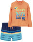 Toddler Sun Rays Rashguard & Swim Trunks Set 5T