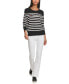 ფოტო #5 პროდუქტის Women's Embellished Striped 3/4-Sleeve Sweater