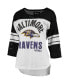 Фото #3 товара Women's White and Black Baltimore Ravens First Team Three-Quarter Sleeve Mesh T-shirt