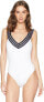 Фото #1 товара Kenneth Cole New York Women's Wide Band V-Neck Cross Back One Piece Swim Size XL