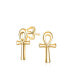 ფოტო #1 პროდუქტის Minimalist Petite Delicate Religious Symbol of Life Egyptian Ankh Cross Stud Earrings For Women For Men 14k Gold 2.5 Microns Vermeil Sterling Silver