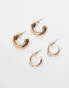 Kaiia 2 pack hoop earrings in gold