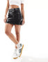 Фото #2 товара ASOS DESIGN leather look mini skirt with belt detail in black