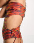 Фото #4 товара ASOS DESIGN one shoulder cut out swimsuit in heat map zebra print