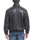 ფოტო #3 პროდუქტის Men City Leather Bomber Jacket - Tall